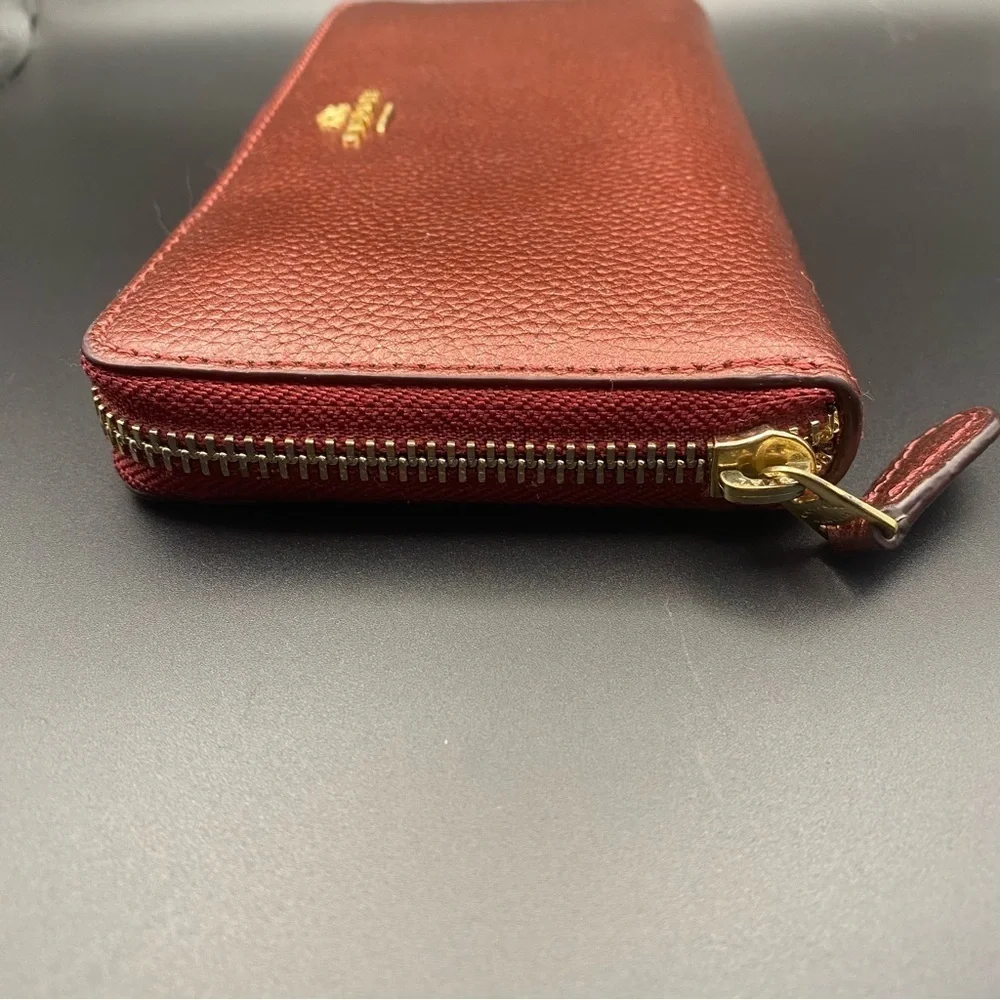 Coach Pebble Leather Accordion Zip around Wallet